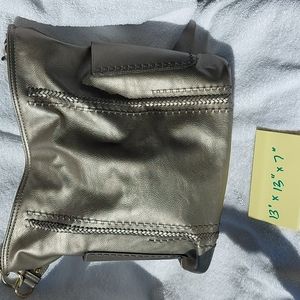 Faux Leather, gunmetal shoulder bag with crossbody strap options